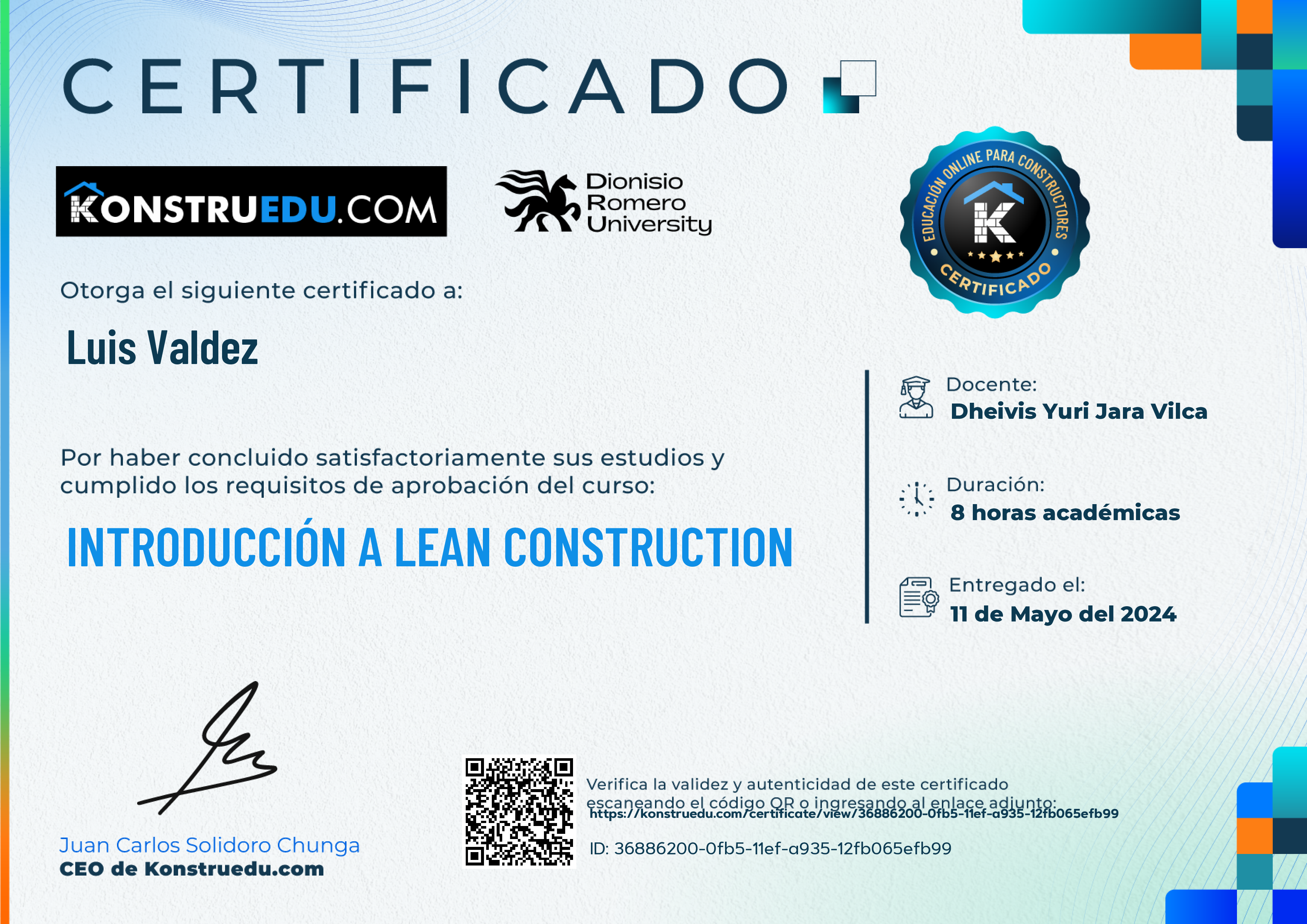 Credencial de Introducción a Lean Construction
