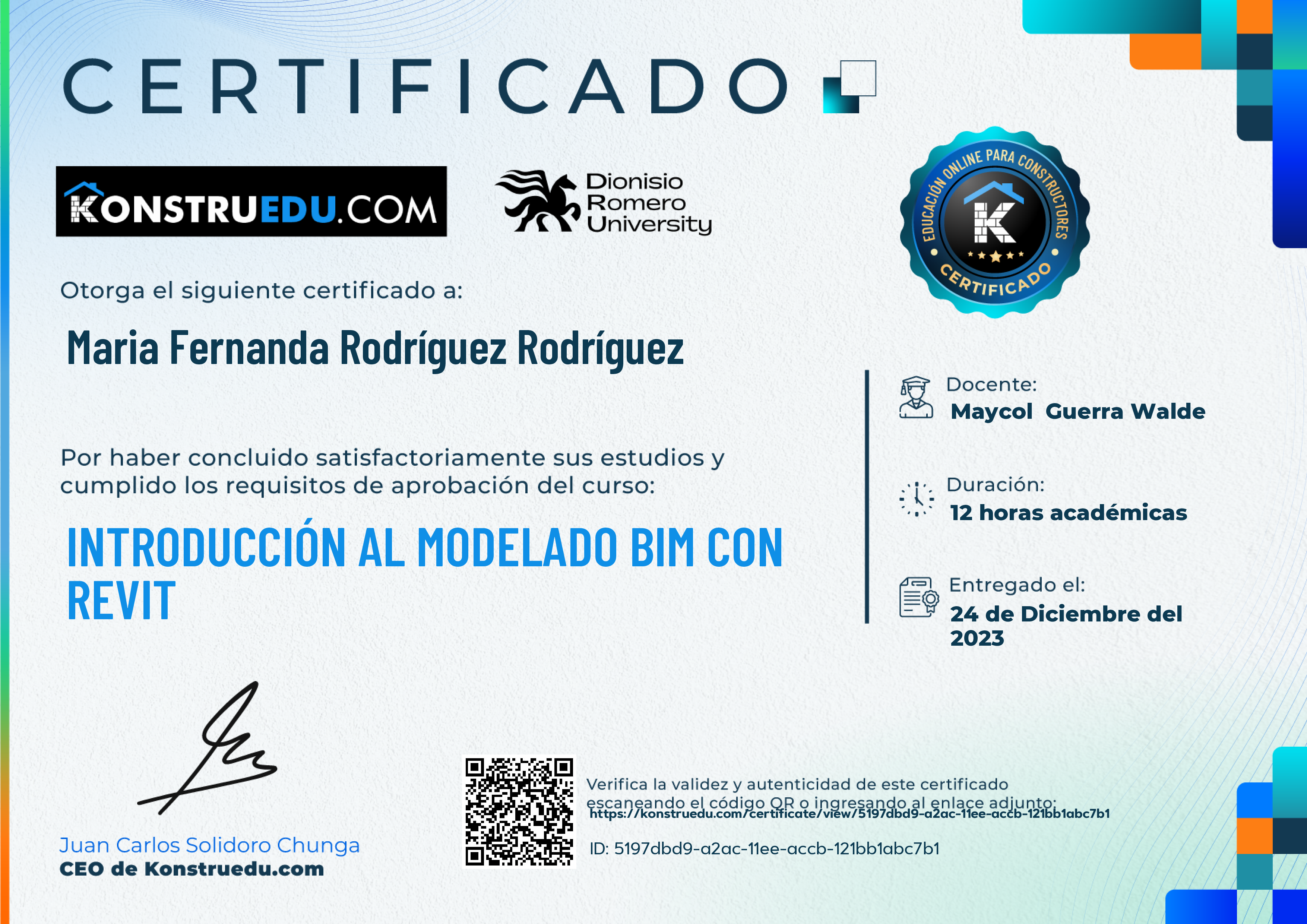 Credencial de Introducción al modelado BIM con Revit
