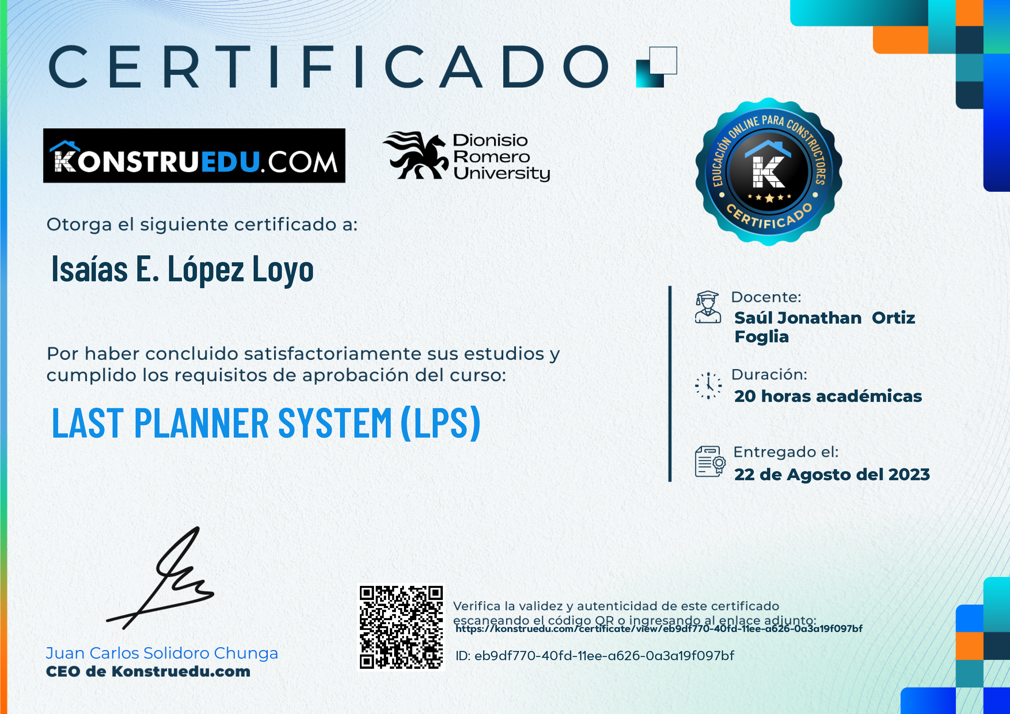 Credencial de Last Planner System (LPS)