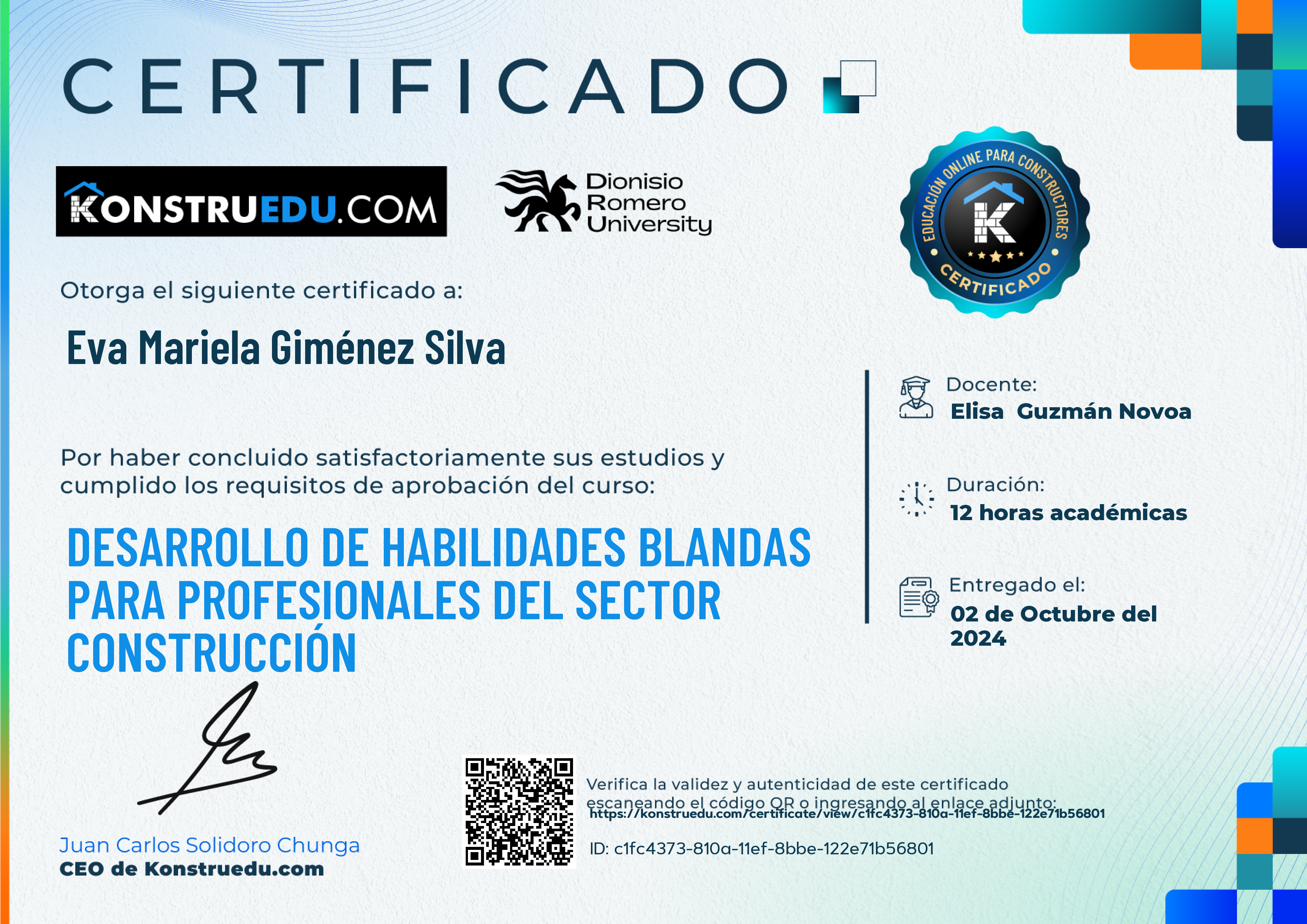 Credencial de Desarrollo de habilidades blandas para profesionales del sector construcción