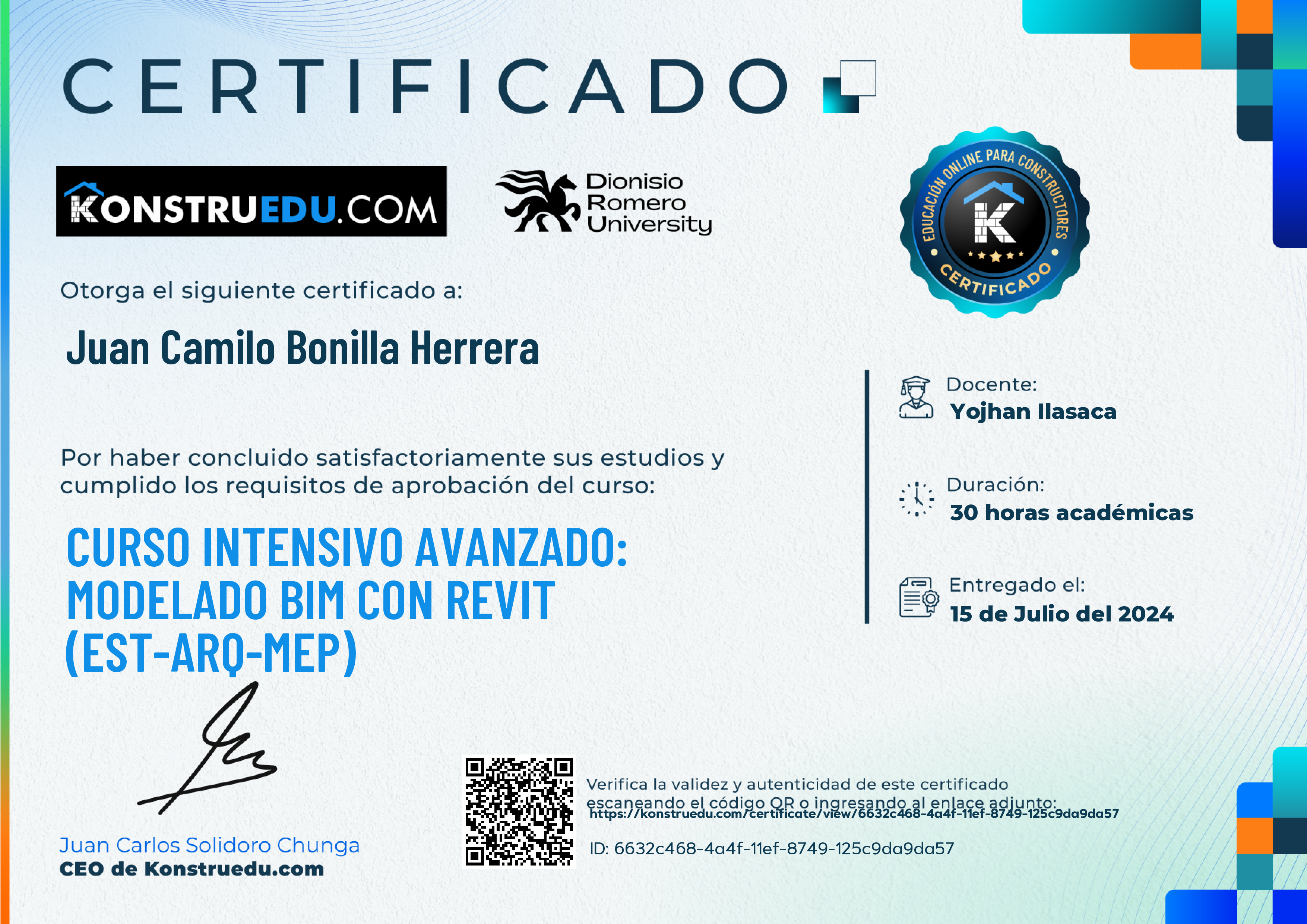 Credencial de Curso intensivo 5ta Edición: Modelado BIM con Revit Avanzado