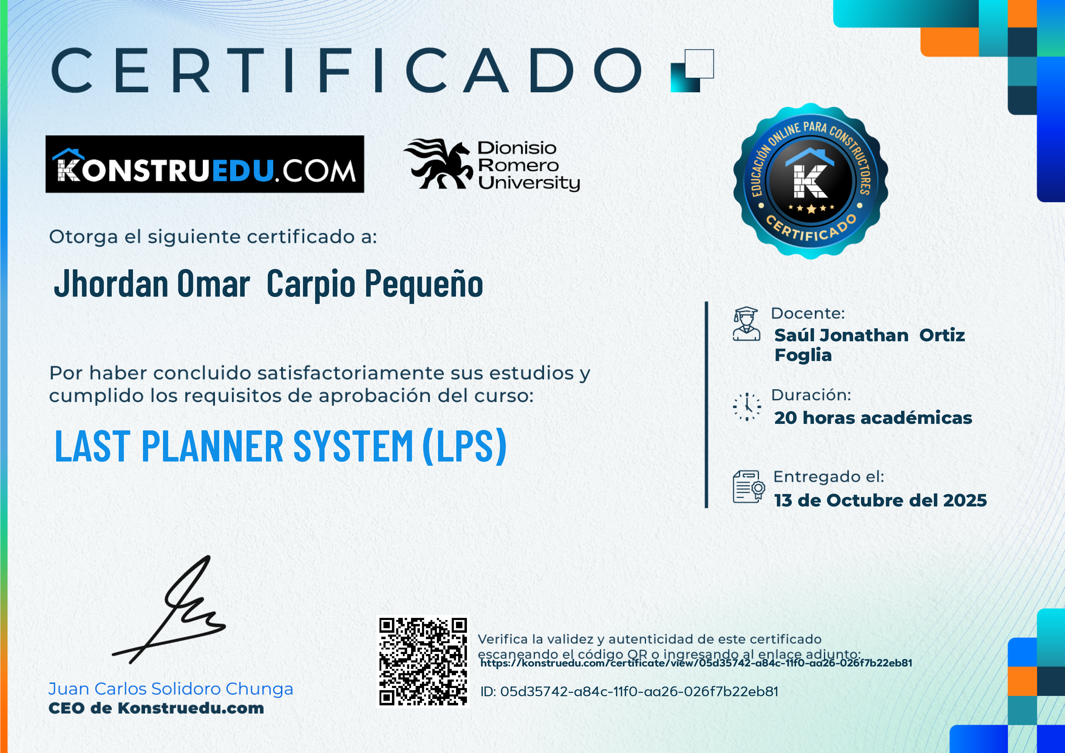 Credencial de Last Planner System (LPS)
