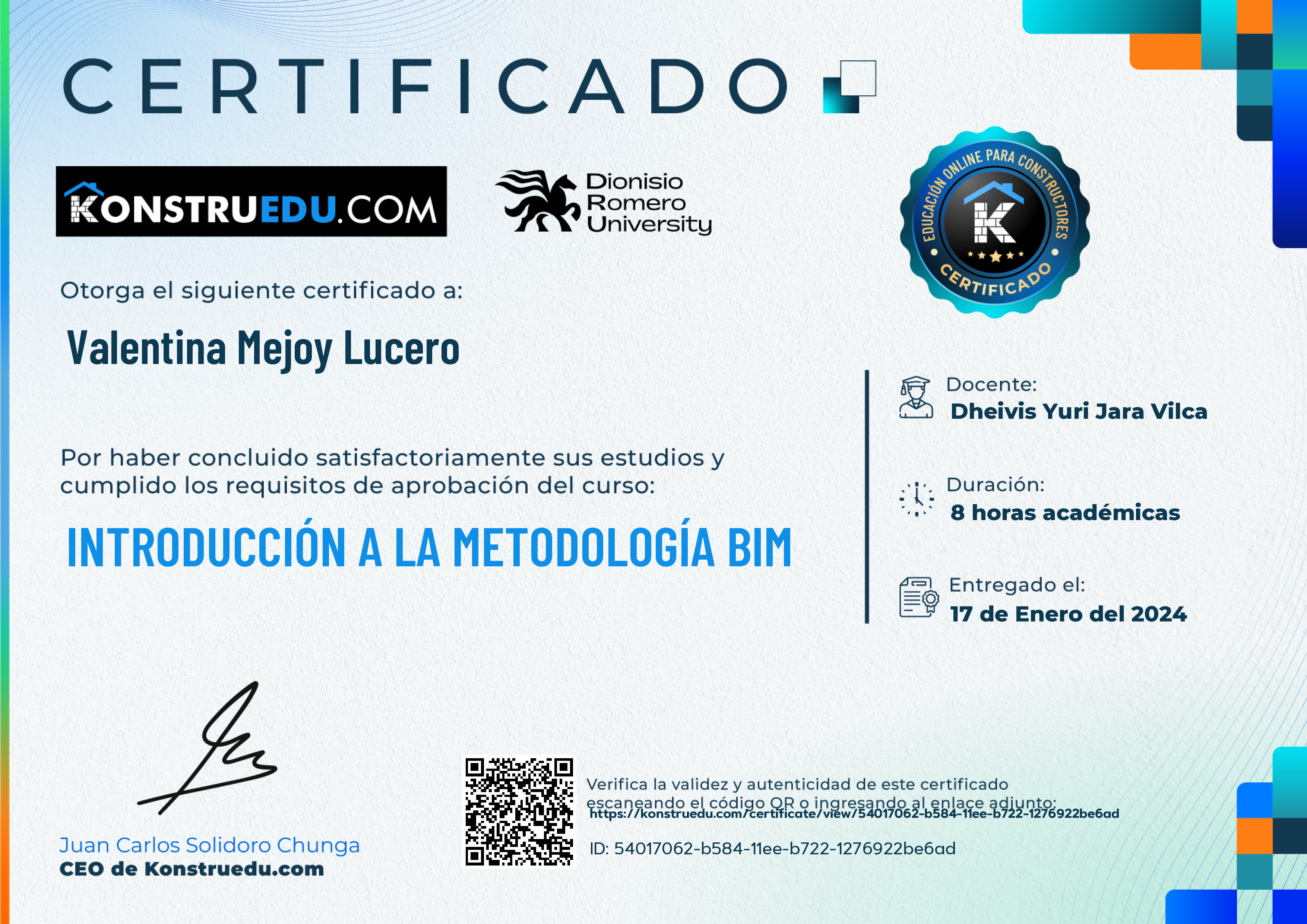 Credencial de Introducción a la metodología BIM