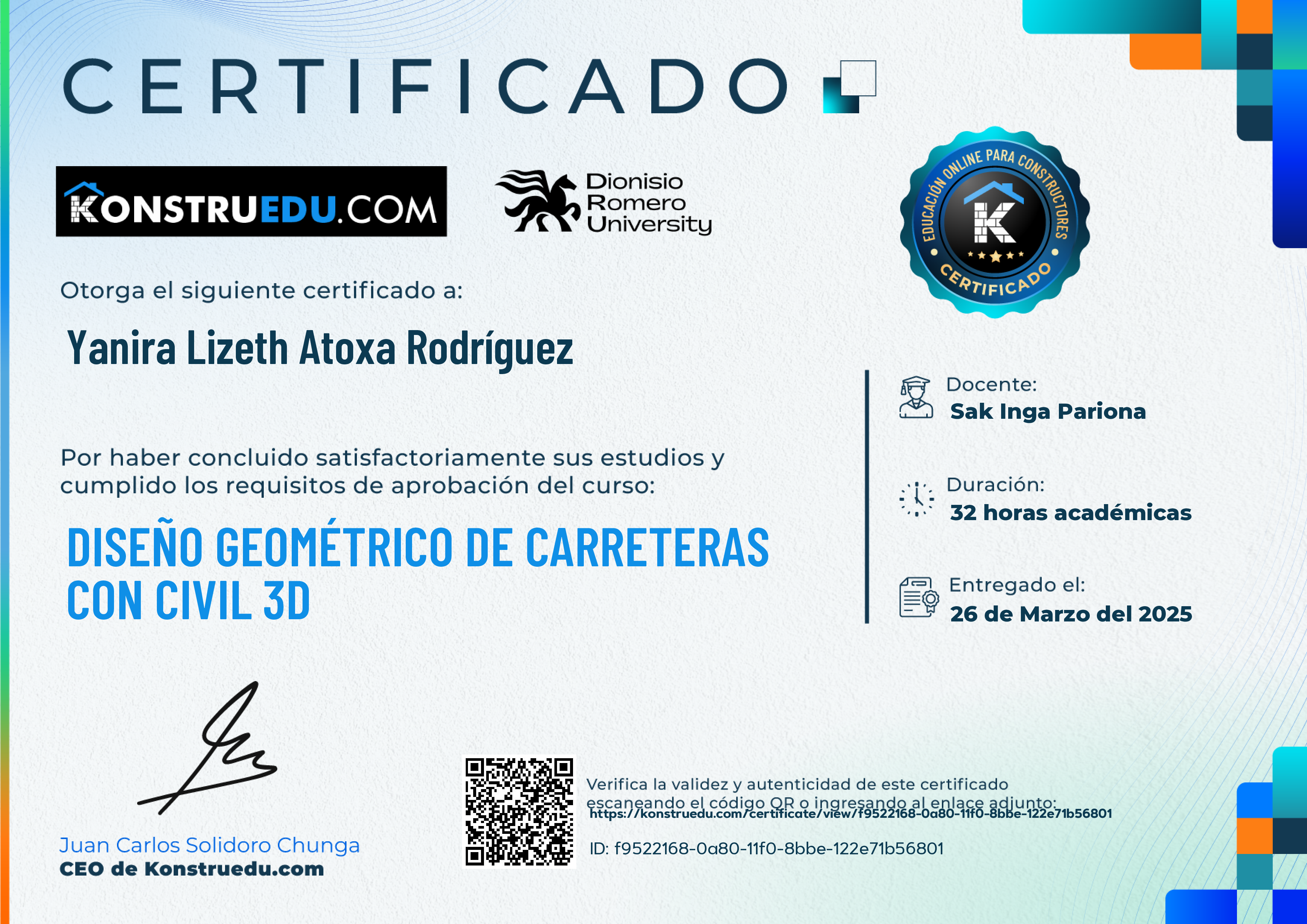 Credencial de Diseño geométrico de carreteras con Civil 3D