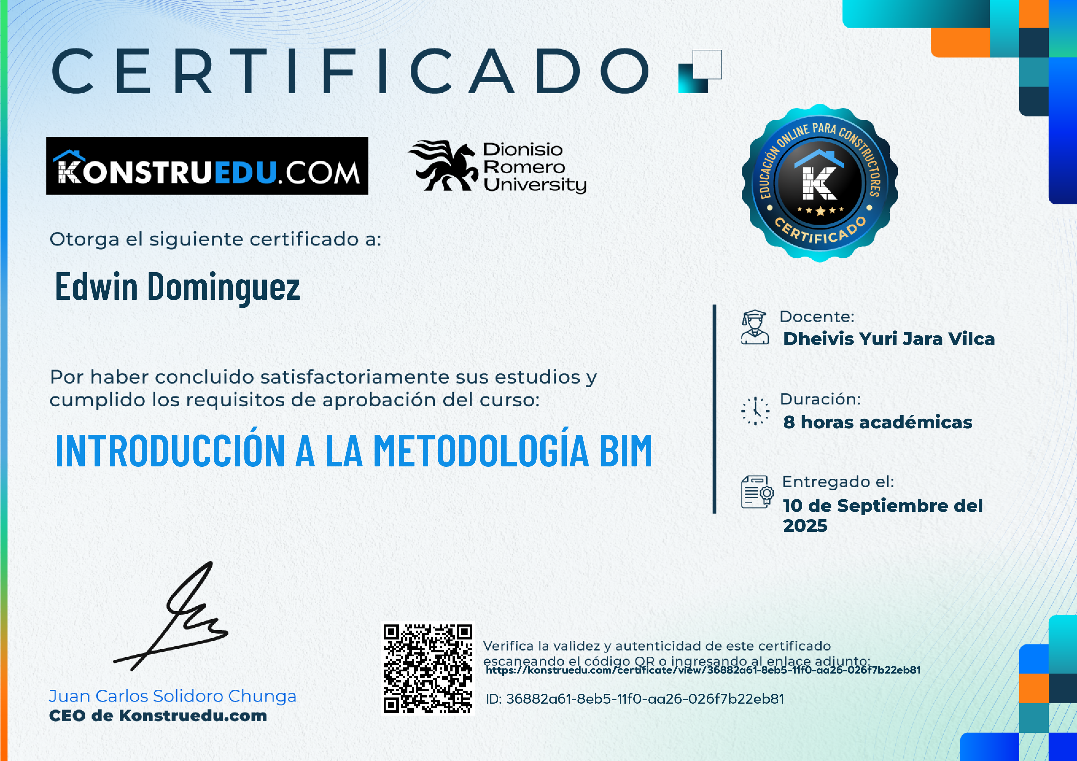 Credencial de Introducción a la metodología BIM