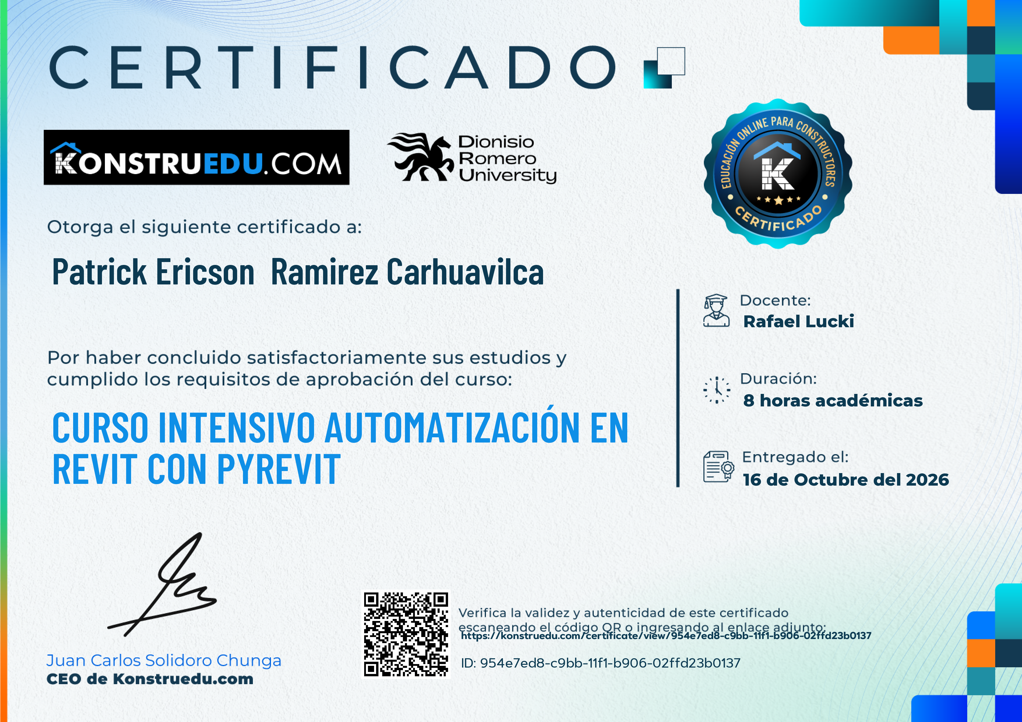Credencial de Curso Intensivo Automatización en Revit con pyRevit