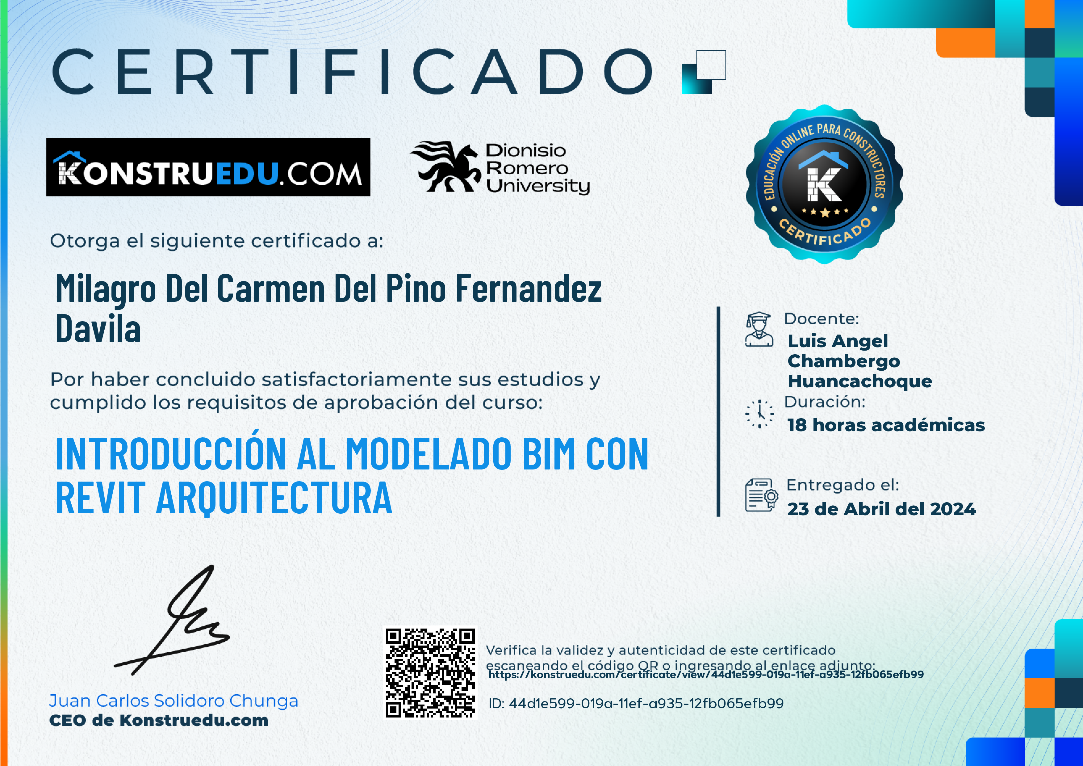 Credencial de Introducción al modelado BIM con Revit Arquitectura