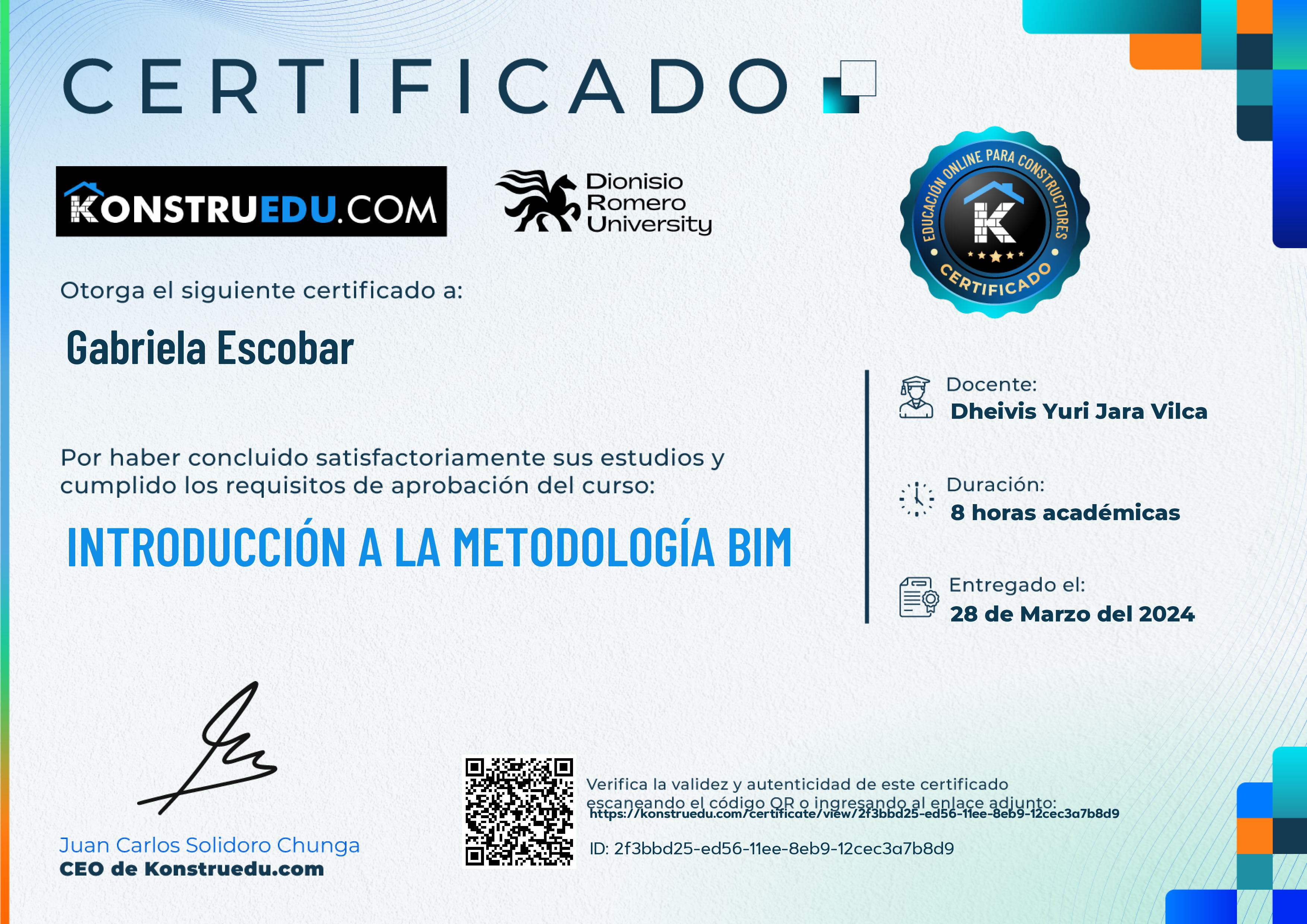 Credencial de Introducción a la metodología BIM