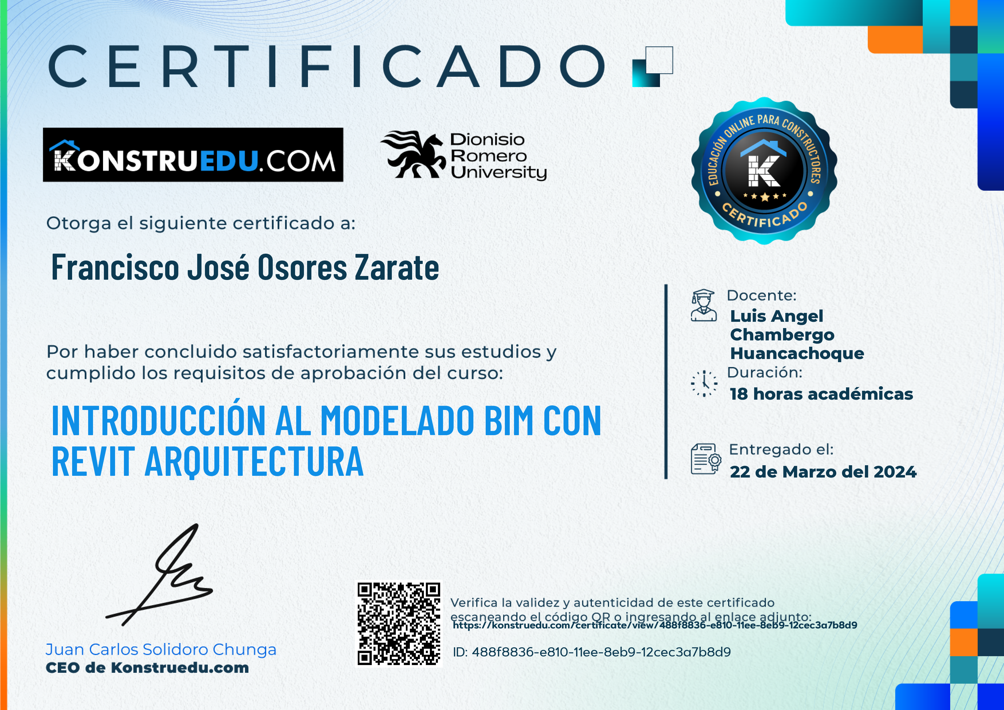 Credencial de Introducción al modelado BIM con Revit Arquitectura