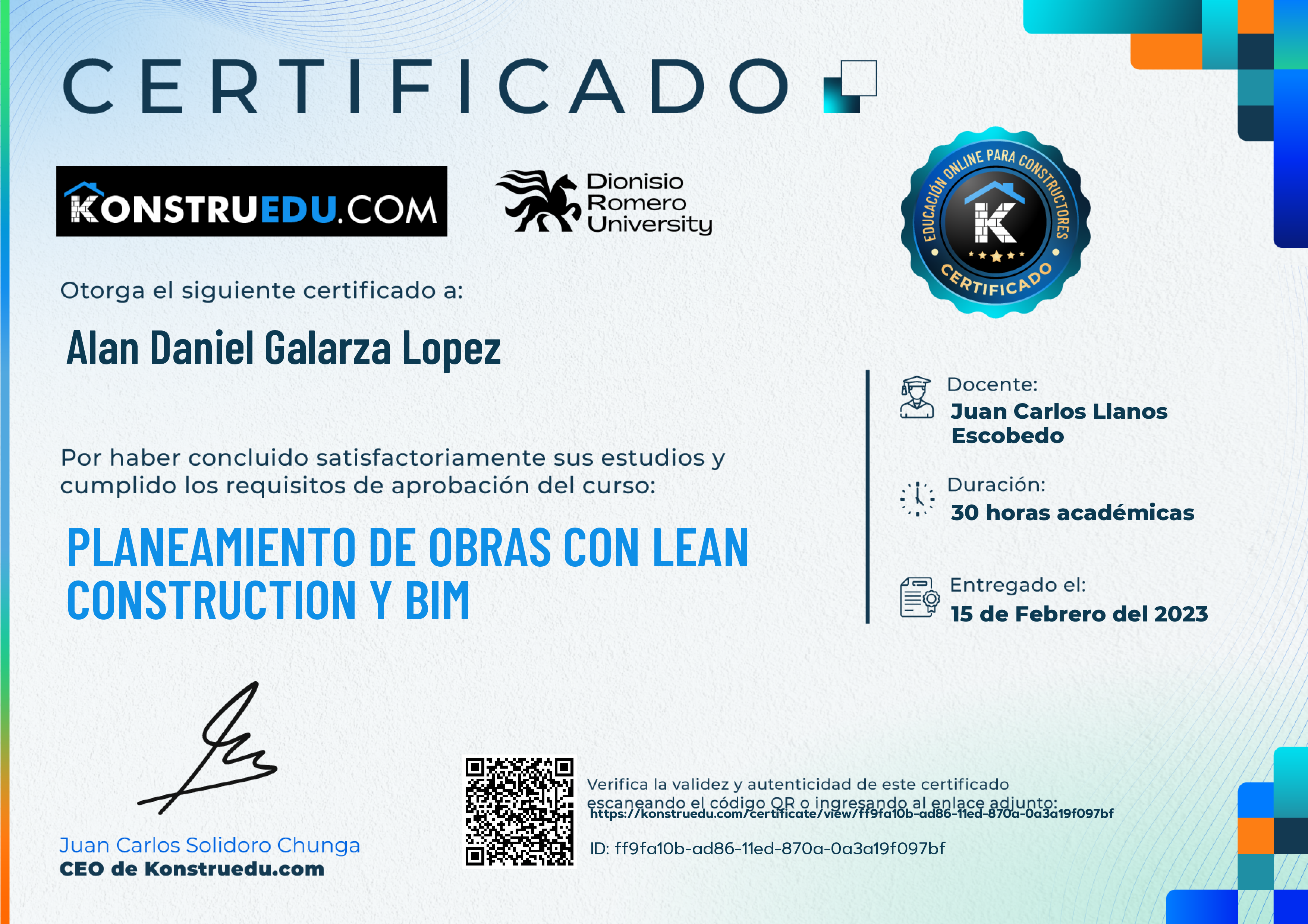 Credencial de Planeamiento de obras con Lean Construction y BIM