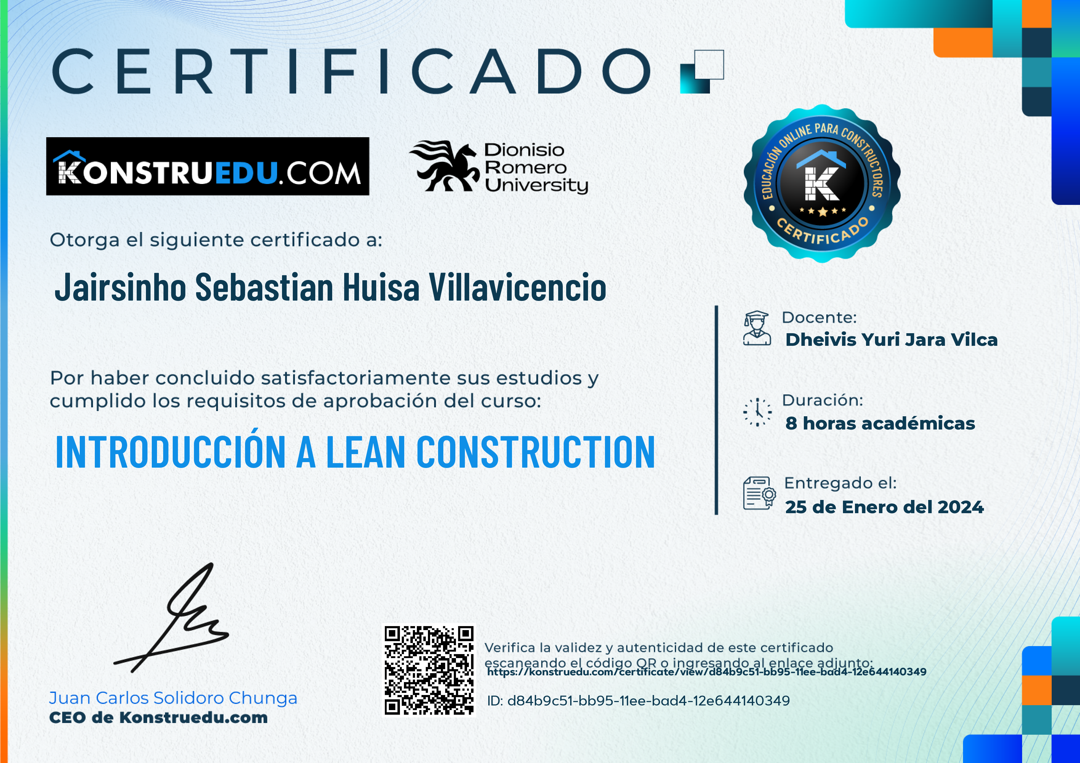 Credencial de Introducción a Lean Construction