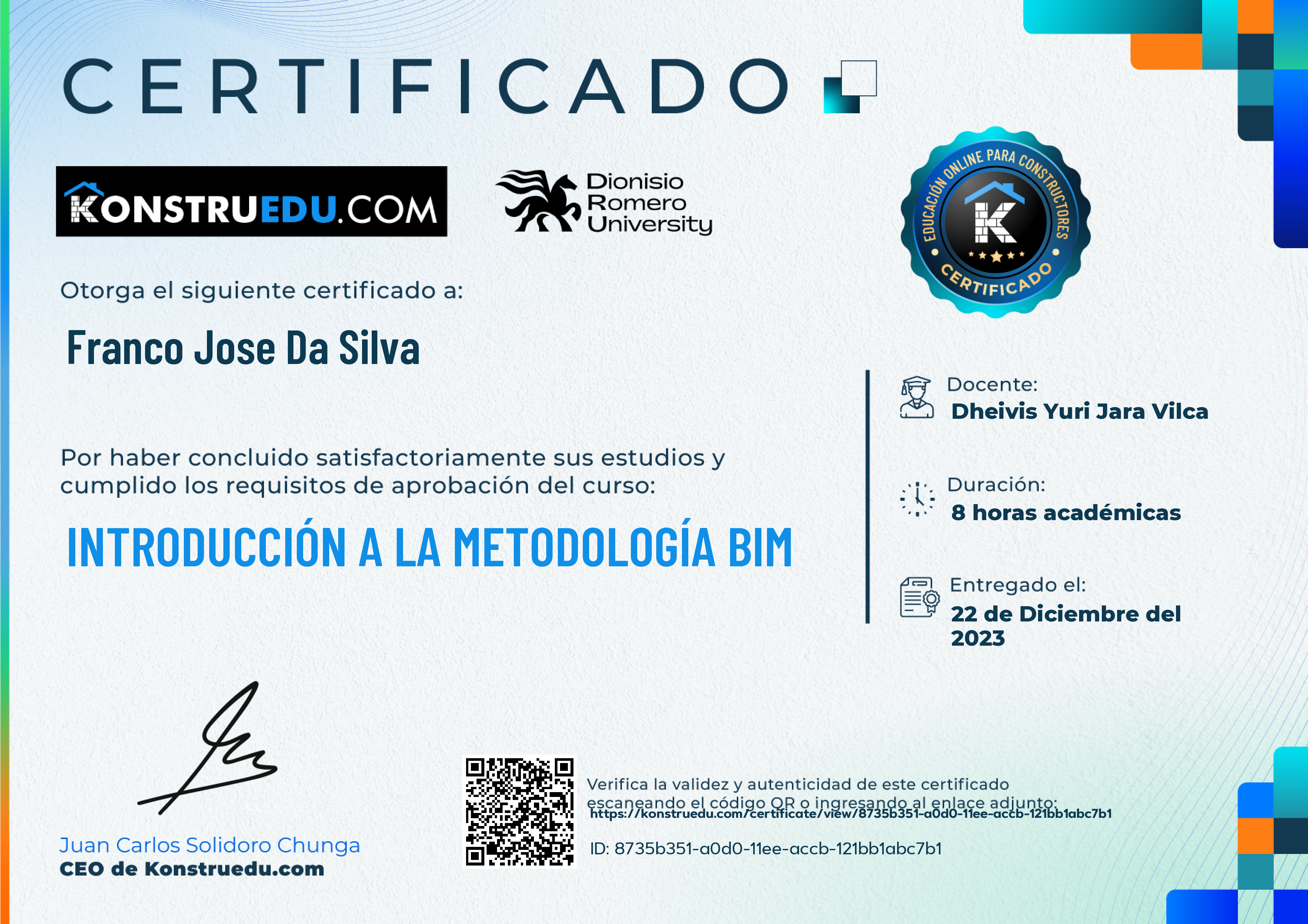 Credencial de Introducción a la metodología BIM
