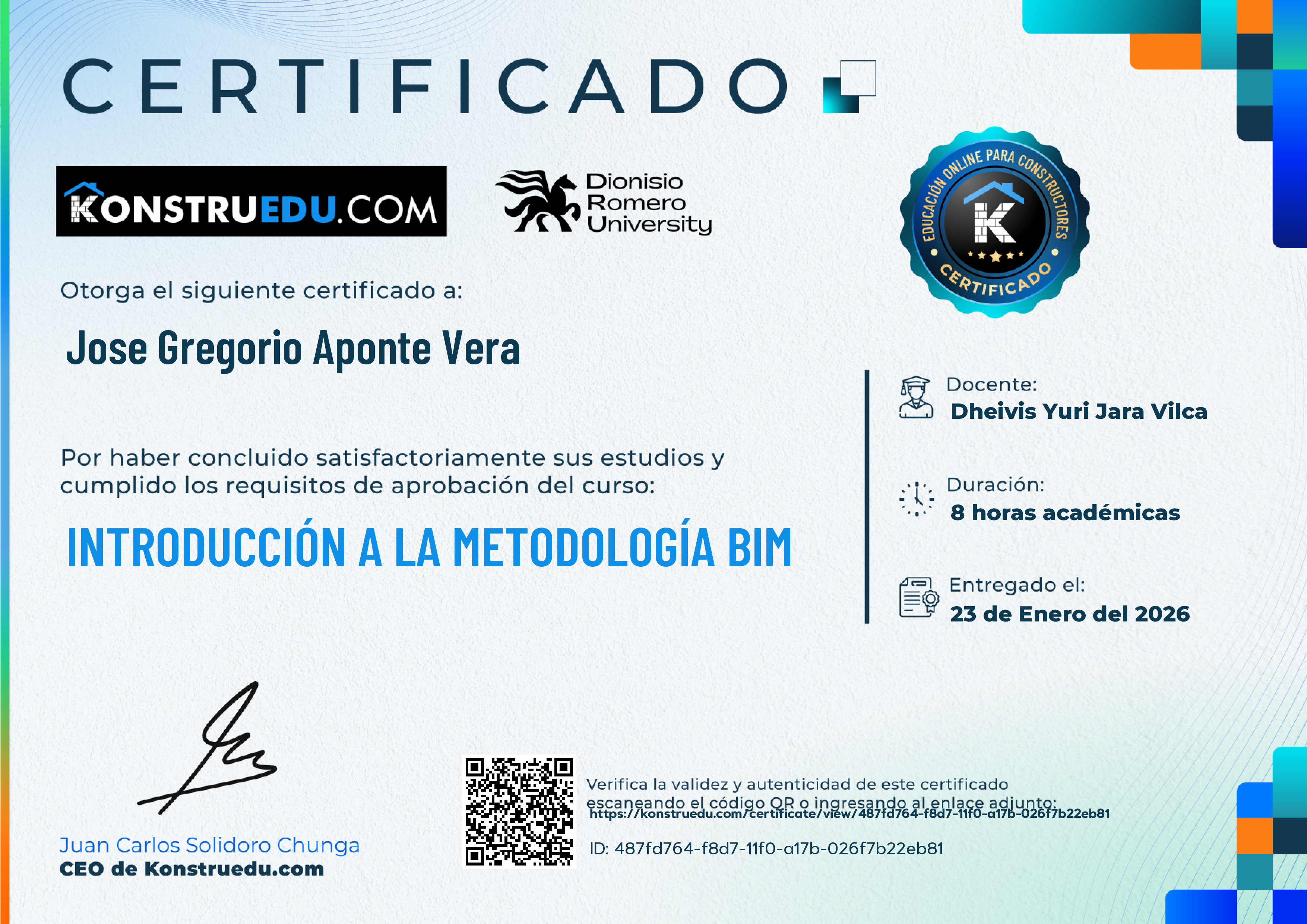 Credencial de Introducción a la metodología BIM