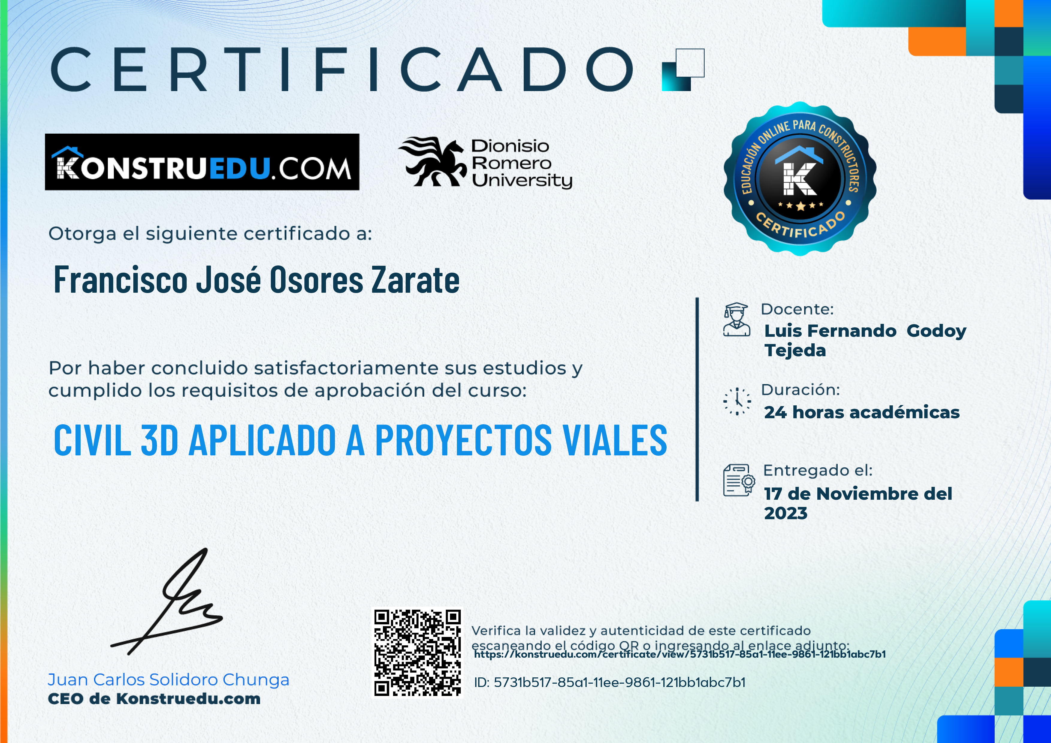 Credencial de Civil 3D aplicado a proyectos viales
