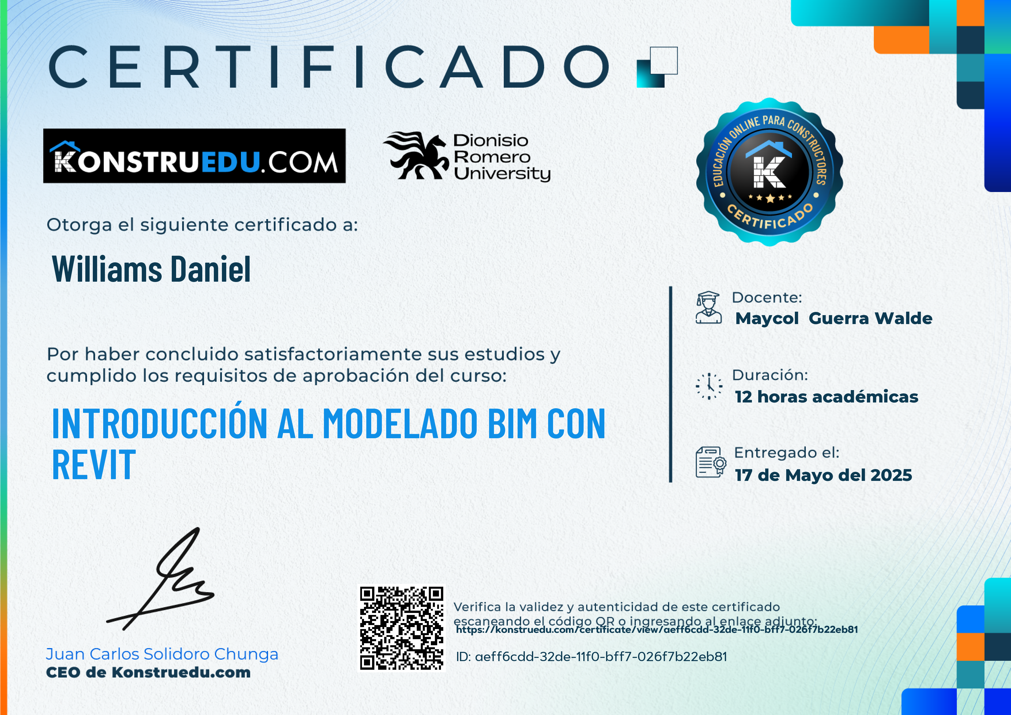 Credencial de Introducción al modelado BIM con Revit