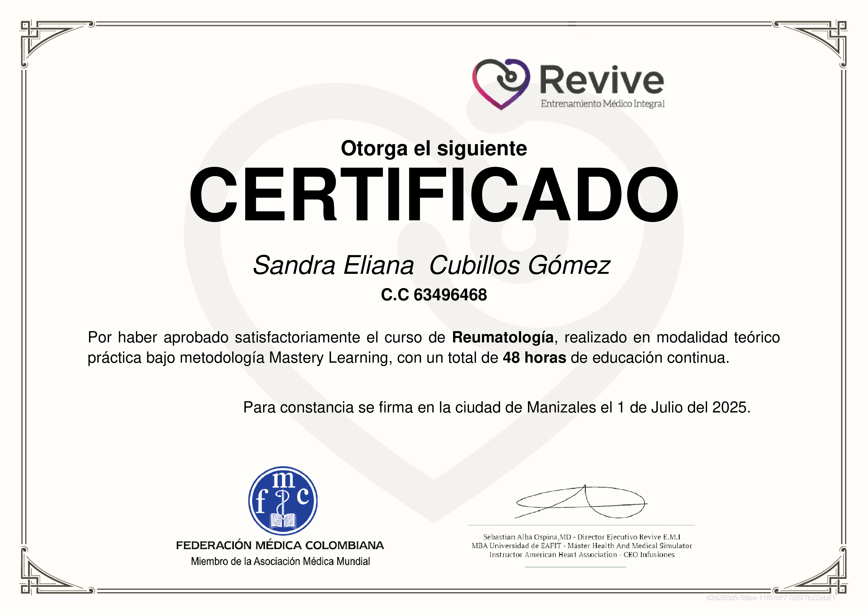Credencial de Reumatología
