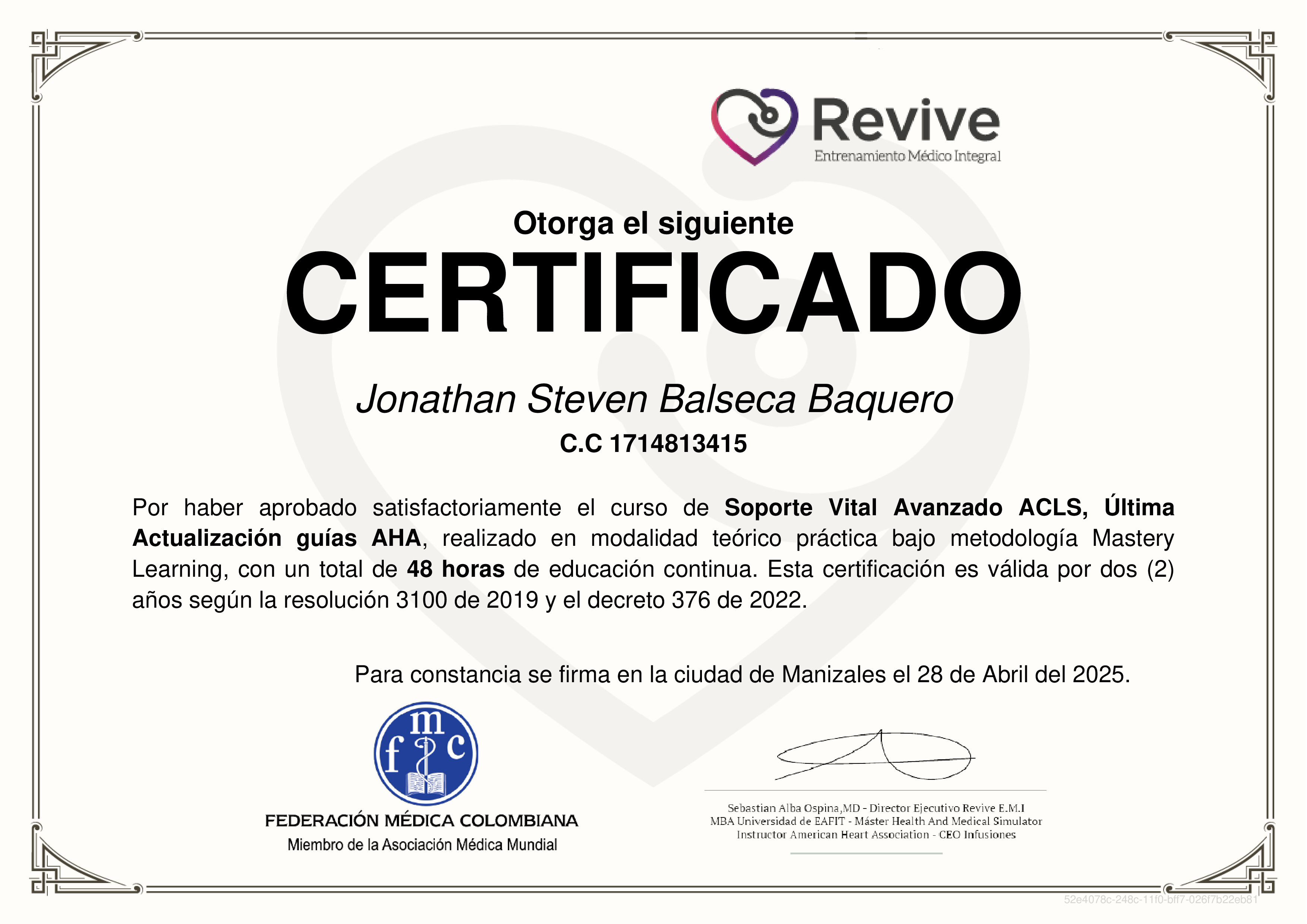 Credencial de Soporte Vital Avanzado ACLS, Última Actualización guías AHA