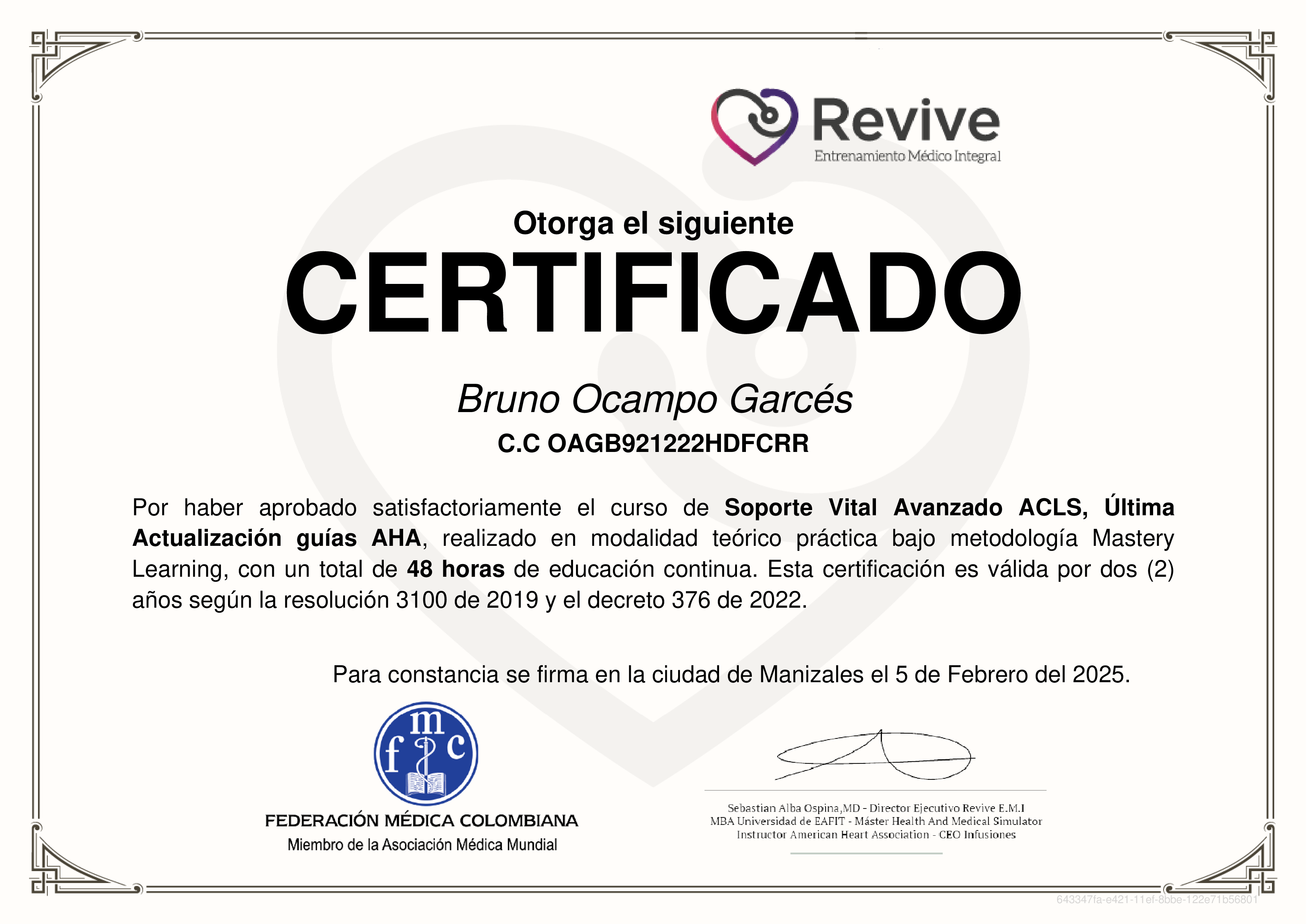 Credencial de Soporte Vital Avanzado ACLS, Última Actualización guías AHA