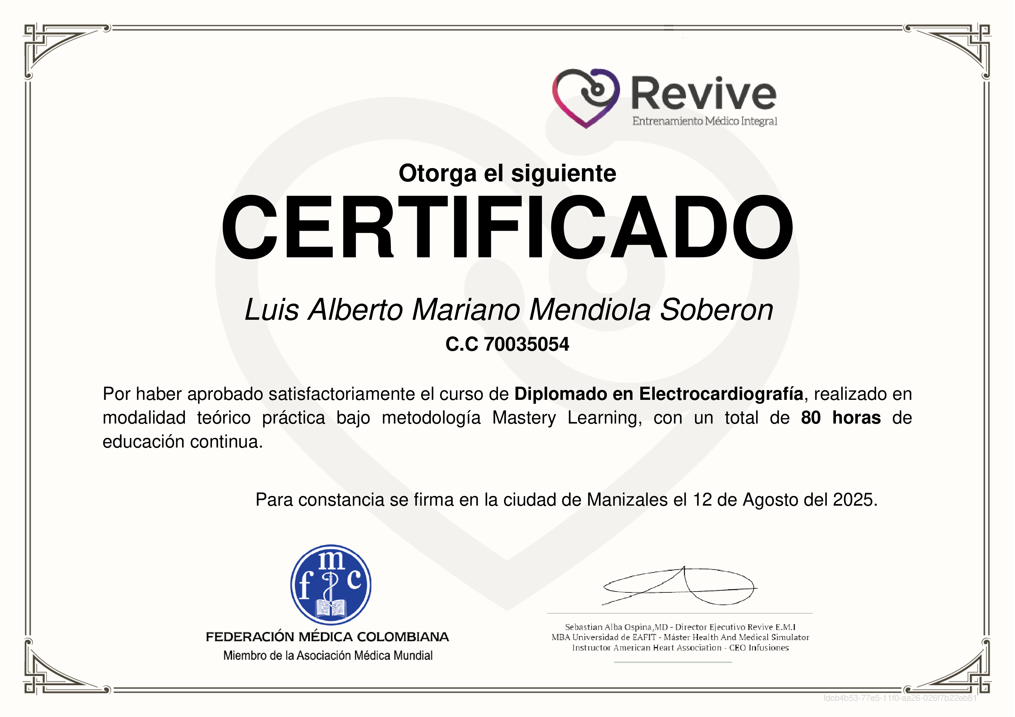 Credencial de Diplomado en Electrocardiografía