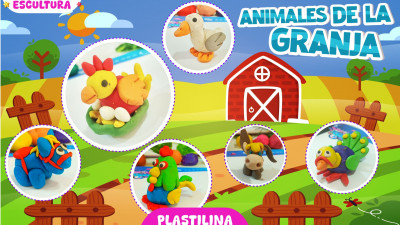Animales de la granja con plastilina